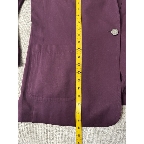 Ted Baker Blazer Women XL Size 5 Purple Wine Red Kclara‎ Relax Fit Patch Jacket - Picture 9 of 10